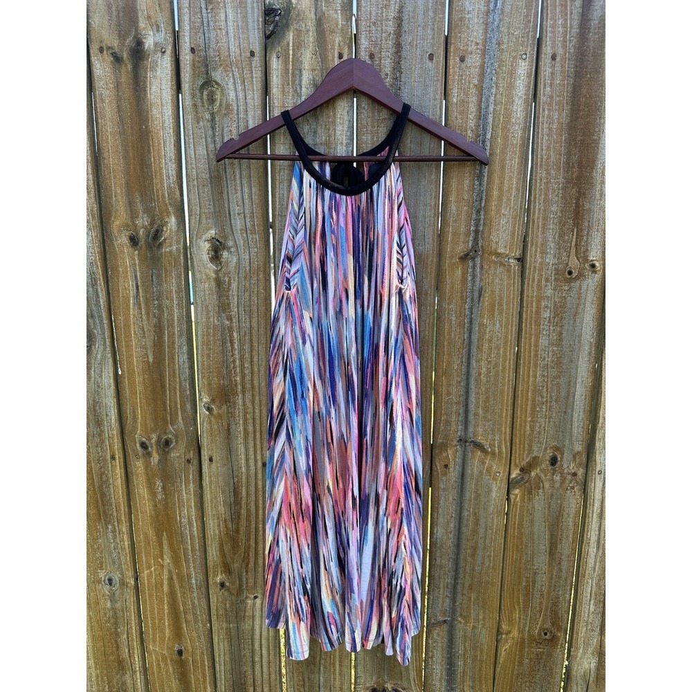 cynthia rowley Cotton Multi Color Dress Black Tie In Back Small